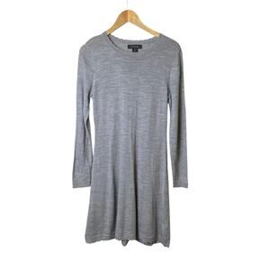 Tahari Gray Lightweight Merino Wool Blend Long Sleeve Sweater Dress Size Medium